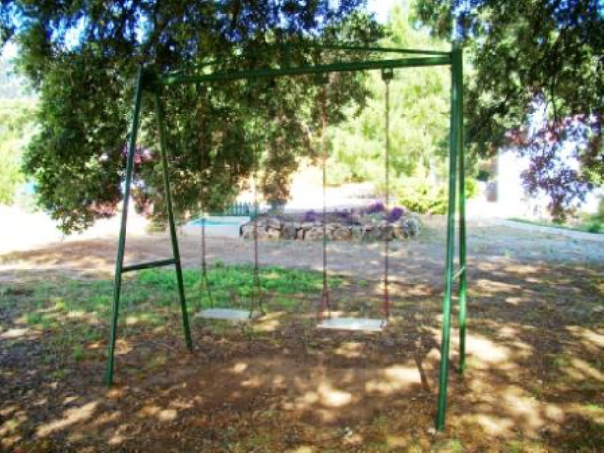 Casa Carmen - swings under the huge stone oak