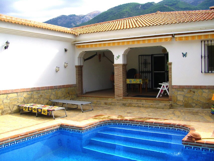 pool with porch