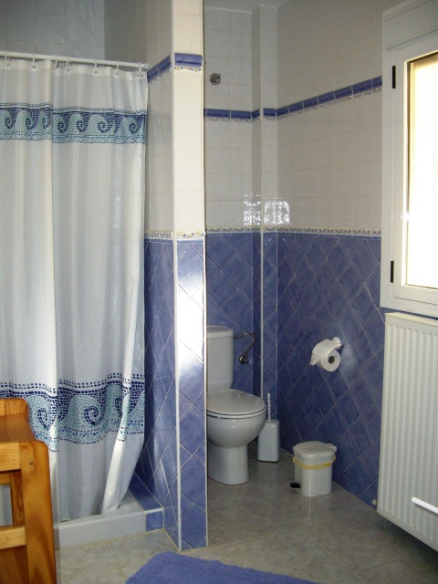 bathroom with shower, wash basin and toilet