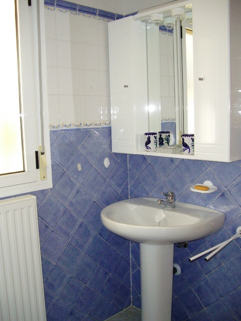 bathroom with shower, wash basin and toilet